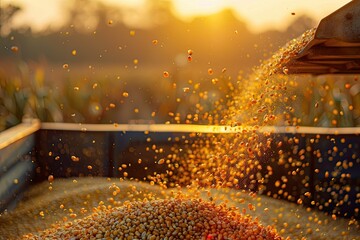 Premium Quality Picture of Unloading Freshly Harvested Crops Into a Trailer