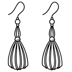 Elegant Tassel Earrings Line Art