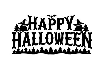 Happy Halloween vector lettering. Handwritten text design. Vector on white background