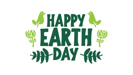 Fototapeta premium Happy Earth Day hand lettering vector illustration