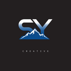 SY Creative Mountain Logo – Bold Gradient Letter mark Branding Design for Business & Outdoor Brands