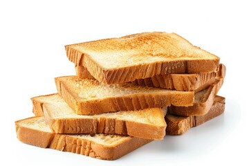 High Resolution Visual of Slices of Toast Bread Isolated on White Background