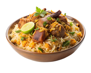 Mutton Biryani with Fried Onion Garnish