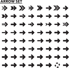 Arrow icons set with various styles and directions for web and design use