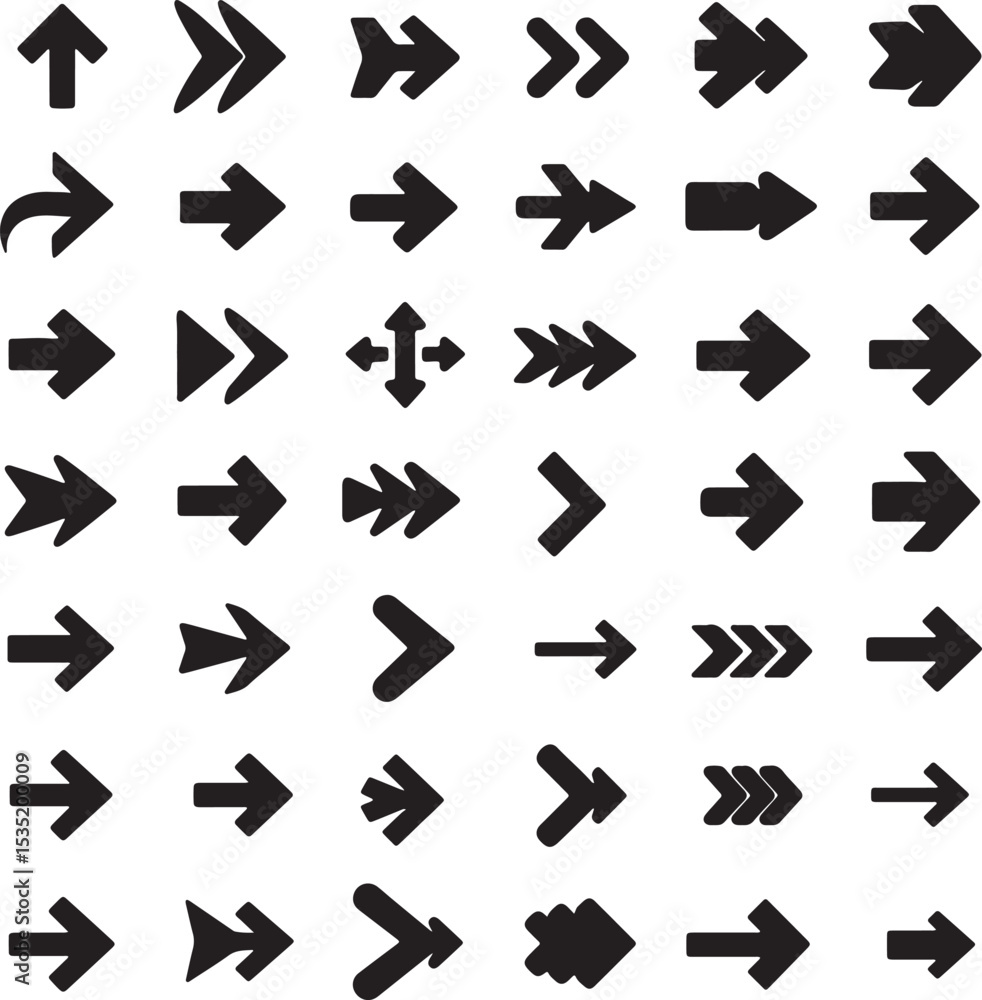 Poster a versatile arrow icon set: vector web symbols for direction and navigation