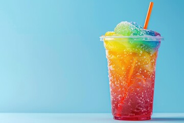 Clear Pixel Picture of Colorful Slushie Drink Multicolored Frozen Juice Cocktail