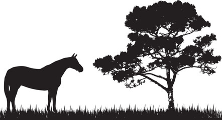 silhouette of horse and tree.eps