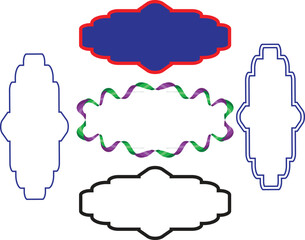 Collection of Decorative Frames and Labels with Ribbon Accent