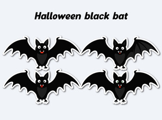 A big bundle of  black bat in vibrant and playful styles, perfect for Halloween and spooky themes isolated on white background 