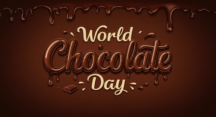 World chocolate day delicious melted chocolate text design