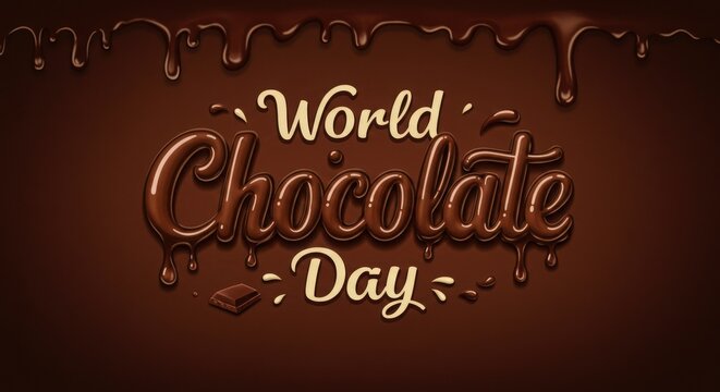 World chocolate day delicious melted chocolate text design - Powered by Adobe
