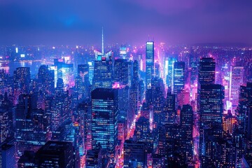 Cyberpunk photo of city futuristic cityscape, night life