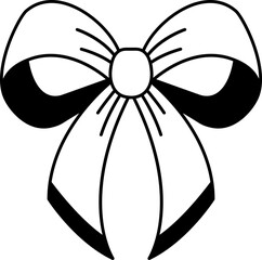 black and white illustration of a red ribbon bow