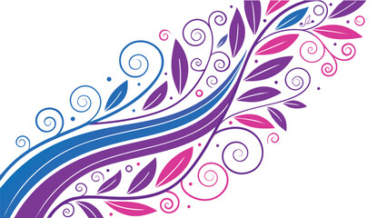 Abstract decorative design featuring swirls and leaves in a gradient color palette