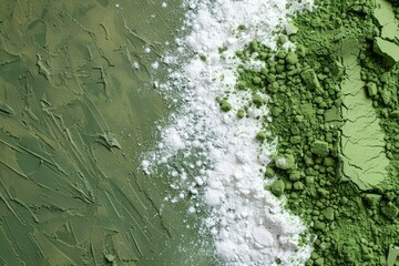 Ultra Hd Picture of Organic Green and White Powders Top View