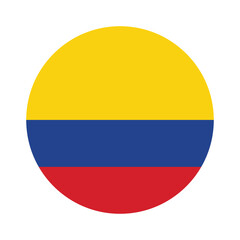 Obraz premium Round Colombia Flag Icon – Colombia Flag Circular Vector Badge with Standard Colors and National Symbol. Circle Flag Icon of Colombia, Button Badge Icon. 