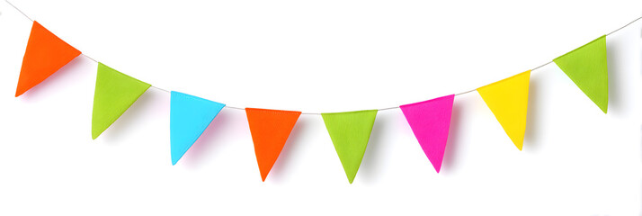 Colorful Triangle Bunting Garland Decoration Isolated on White