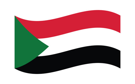 Waving Sudan Flag – National Flag of Sudan in Vector Illustration Style. Flag icon of Sudan.