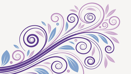 Elegant floral swirl design featuring spirals leaves and artistic elements on white background