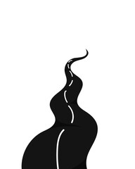 A clean, black and white abstract road vector in minimalist style. Perfect for design themes like journey, direction, or path in editorial, poster, or digital art use.