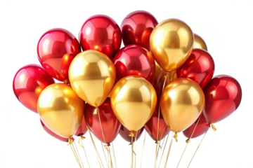 red gold festive balloons isolated on white background