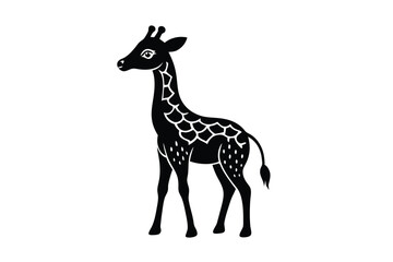 Baby giraffe with long neck and big eyes vector art illustration