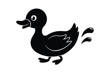 Cartoon duckling splashing water vector art illustration