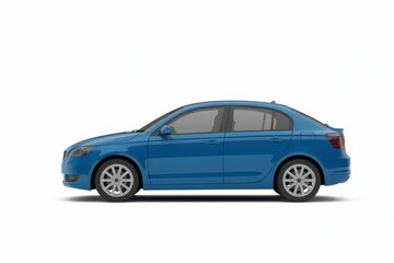 a blue car on a white background, with empty blank space for text copy space or mockup design, high detail, 8k