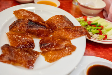 Crispy Peking Duck Skin on Plate