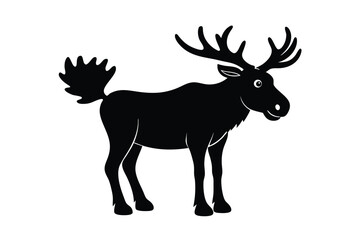 Cartoon moose with big antlers vector art illustration