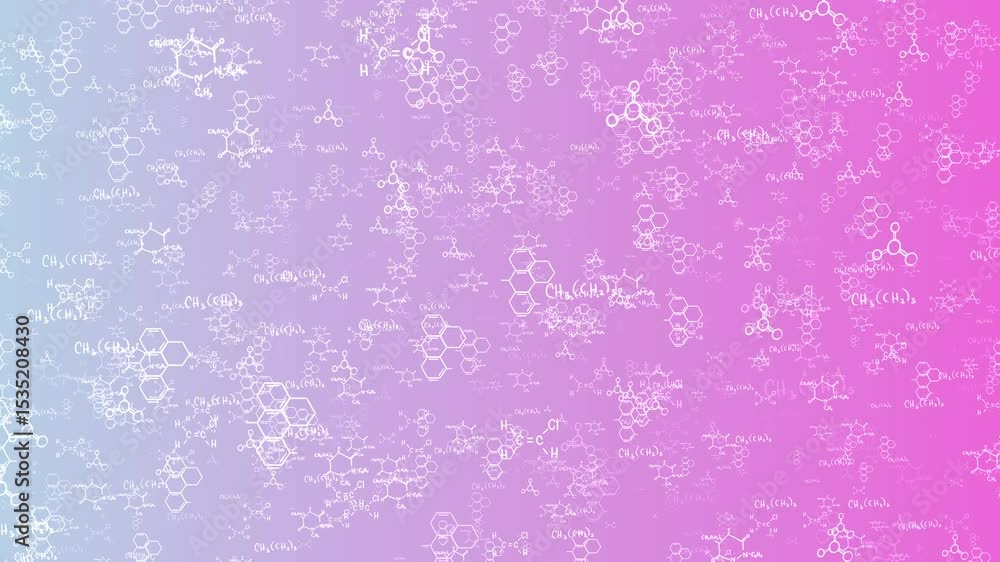 Poster abstract chemistry: molecular structures and formulas on gradient background video