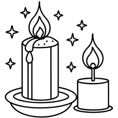 Minimalist Candle Glow Line Art