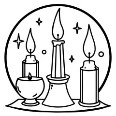 Minimalist Candle Glow Line Art