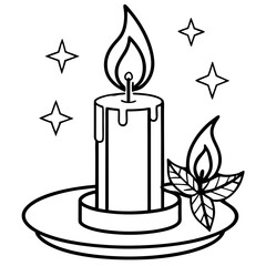 Obraz premium Minimalist Candle Glow Line Art
