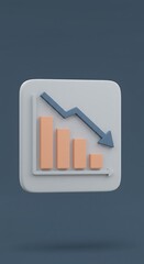 Declining Trend: 3D Render of Falling Graph