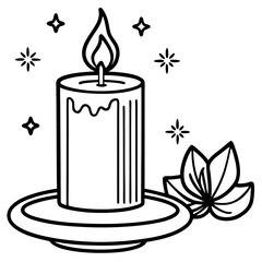 Minimalist Candle Glow Line Art