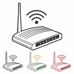 set of Wifi modem vector silhouette illustration isolated on white background