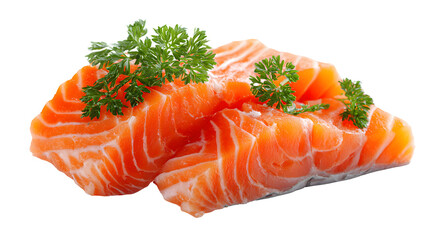Fresh Raw Salmon Slices with Parsley Garnish