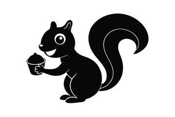 Cheerful squirrel holding an acorn vector art illustration