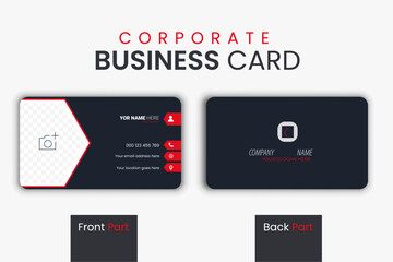 Modern Hexagon Accent Business Card Template – Sleek Black & Red Corporate Design