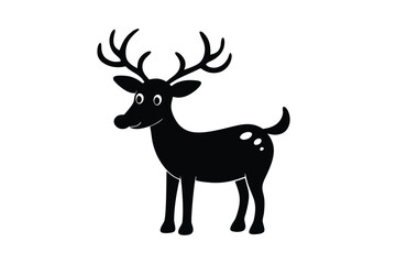 Cartoon reindeer with red nose vector art illustration