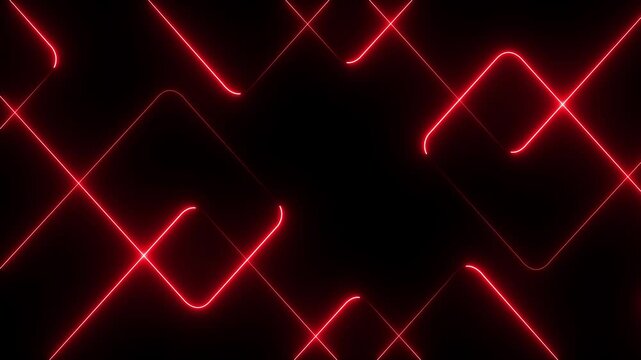A vibrant abstract background featuring dynamic neon line patterns in shades of red . Neon red laser lines animation with black background. - Powered by Adobe