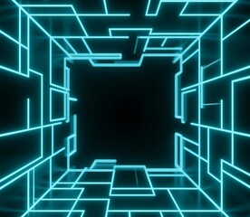 Cyber network generative ai image with glowing lines, dark mode, futuristic background