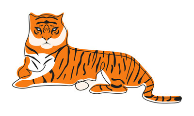 Stylized tiger in one line