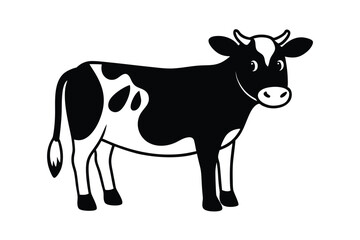 Friendly cartoon cow with pink cheeks vector art illustration