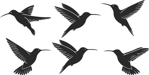 Obraz premium dark silhouette birds flying, monochrome minimalist bird illustration, vector graphic design birds, stark black and white bird silhouette art 