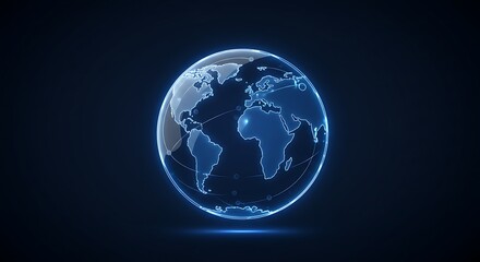 Fototapeta premium World Globe Graphic in Blue Illuminated Design