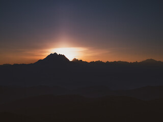 Magnificent Sunset Over the Mountain Peak