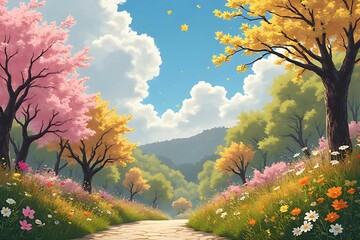spring in the city park