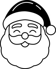 black and white illustration of Santa Claus